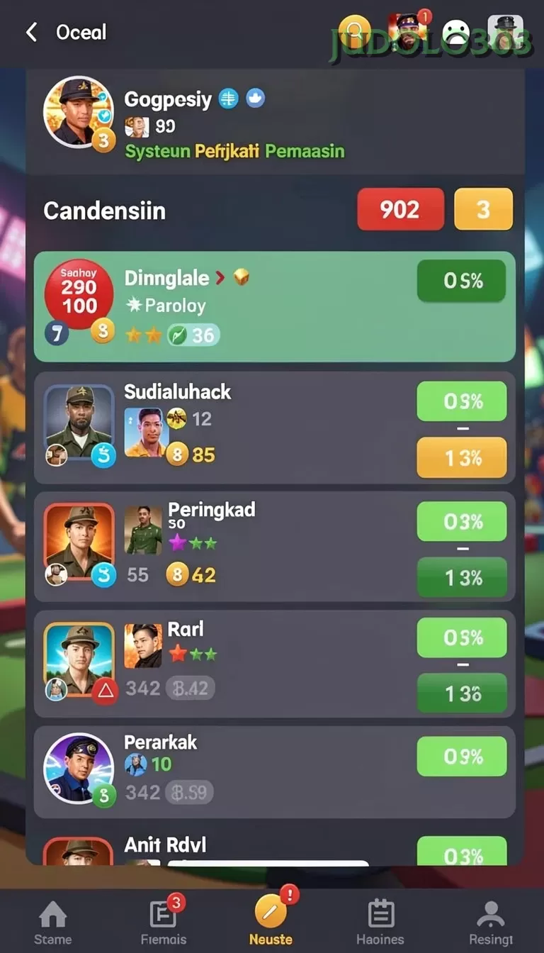 Cuplikan layar JUARAGO — menu navigasi